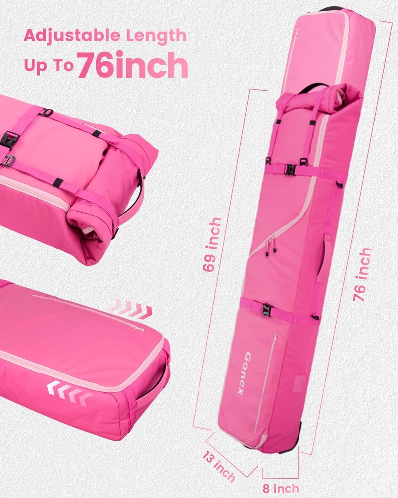 Gonex Snowboard Bag with Wheels,Adjustable Length Up to 175cm to 190cm, Fully Padded Ski Bag for Air Travel, 1200D Polyester PVC Waterproof Rolling Ski Bag with Skis Strapes - Image 2